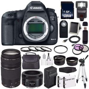 Canon EOD 5D III Digital Camera International Model   Canon EF 75-300 III  EF 50mm f/1.8 STM Lens Storage Bundle Best Place For Sale