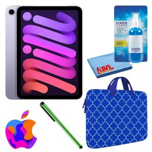Apple iPad Mini 6 (64GB, Wi-Fi, Purple) Bundle with Blue Moroccan Sleeve Deals Cheap Pice