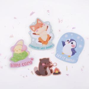 Winter Animals Matte Vinyl Sticker Pay With Paypal For Sale