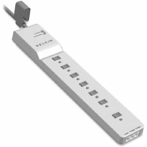 Belkin 7 Outlet Home/Office Surge Protector - 6 foot Cable- White -2320 Joules - 7 - 1875 VA - 2320 J - 125 V AC Input - 125 V AC Output - Fax/Modem/Phone Sale Low Pice Fee Shipping