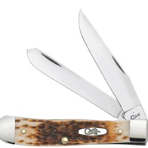 Case Knives Trapper Peach Seed Jig Amber Bone CS Trapper Perfect Cheap Pice