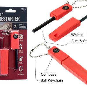 SE FS379 3-in-1 Firestarter with Ball Keychain (Compass, Flint & Striker & Whistle) 2025 Newest