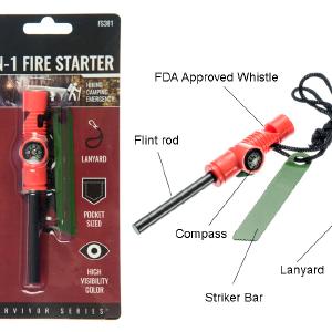 SE FS381 Flint and Striker 3-IN-1 Flint Fire Starter Compass & Whistle Wide Range Of Online