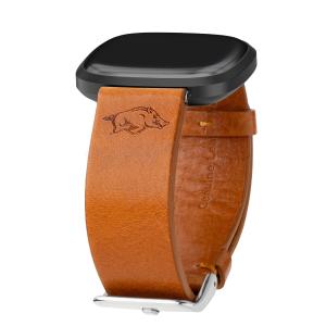 Arkansas Razorbacks Premium Leather Fitbit Versa 3 and Sense 1 Watch Band Sale Big Discount