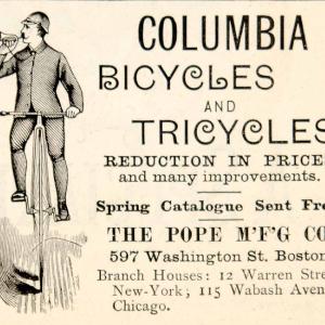 1886 Ad Antique Columbia Bicycles Tricycles Pope Mfg. Price Reduction YSN1 Shop For Cheap Pice