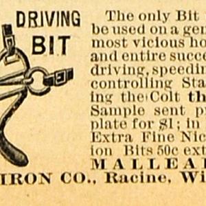 1890 Ad J. I. C. Equestrian Horese Driving Bit Wrought Iron Racine WI J.P AAG1 Marketable Sale Online