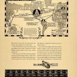 1941 Ad Diamond Roller Chains Oil Routes Map World WWII Wartime Statistics FT6 Footlocker Finishline Cheap Pice