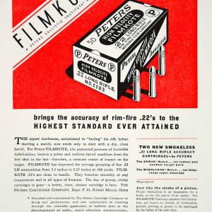 1934 Ad Peters Cartridge Filmkote .22 Caliber Ammo Rifle Gun Hunting YOL1 Clearance 2025 Unisex