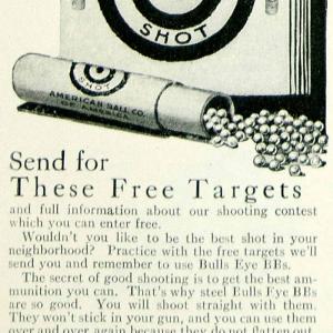 1924 Ad American Ball Bulls Eye Air Rifle BB Gun Shot Ammunition Sporting Goods Outlet Manchester