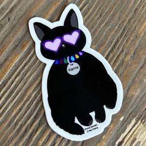 "Karma" the Cat Bejeweled Waterproof Sticker Sale Professional