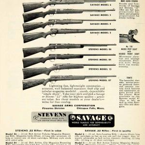 1949 Ad .22 Stevens Savage Rifle Bolt Action Gun Firearm Hunting Repeating PSC2 Cheap Explore