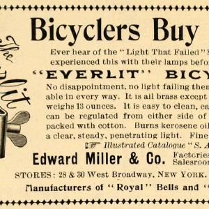 1899 Ad Edward Miller Everlit Bicycle Lamp Lighting Illumination Meriden SCA2 Clearance Reliable