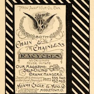 1900 Ad Miami Cycle Manufacturing Racycles Crank Hanger - ORIGINAL TSM1 Free Shipping Big Sale