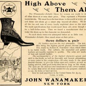 1900 Ad John Wanamaker's Store Reliable Shoes Women - ORIGINAL ADVERTISING TIN1 Sale Exclusive