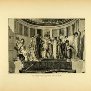 1887 Wood Engraving Industrial Arts Peace Sculpture Statue Figures Canoe XAE1 Explore