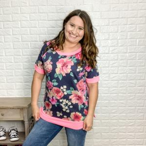 "Feels Like I'm Fallin" Floral Short Sleeve Sweatshirt Shipping Discount Sale