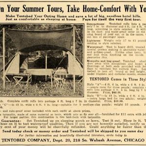 1917 Ad Tentobed Camping Outdoor Home Tent Travel Tour - ORIGINAL TIN2 Free Shipping Sale Online