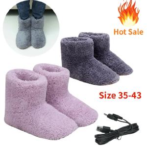 Winter USB Electric Heating Plush Foot Warmer Washable Heated Shoes Indoor OutdoorShoes For Women Men Free Shipping For Nice