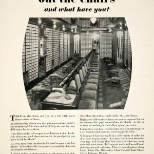 1929 Ad Milwaukee Wisconsin Chairs Shoe Store Interior Design Seats Art YBSR1 Outlet 2025 Unisex