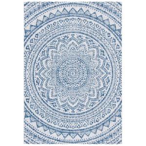 Melville Oriental Indoor / Outdoor Area Rug in Blue, Rectangle 5'3" x 7'7" Discount Authentic