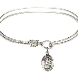 Cable Bangle Bracelet with a Saint Sebastian Charm On Hot Sale