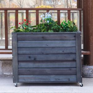 Louviere Charcoal Gray Planter Box w/ Wheels Discount For Nice