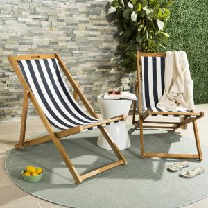 Loren Foldable Sling Chair, Navy/White Stripes (Set of 2) #HA949 Pay With Visa Sale Online