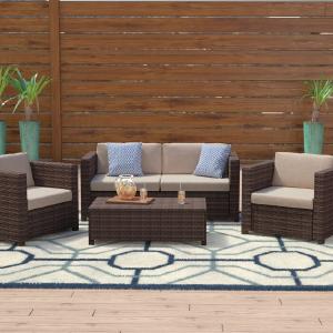 Kappa 4 Piece Rattan Sofa Seating Group with Cushions #LX3066 2025 New Sale Online