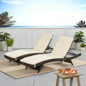 Salem Outdoor Chaise Lounge Cushion ONLY (Set of 2) 79.25"L x 27.50"W x 1.50"H - Beige Cheap Store
