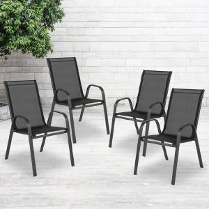 Sarahi Outdoor Stack Chair with Flex Comfort Material - Patio Stack Chair (Set of 4) Cheap With Credit Card