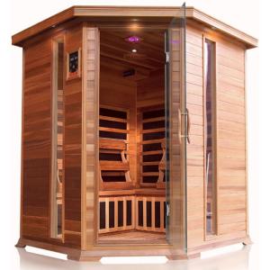 Sunray Bristol Bay 4 Person Corner Cedar Sauna w/Carbon Heaters -HL400KC Cheap Genuine