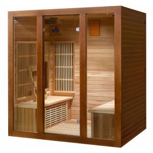 Sunray Roslyn 4 Person Cedar Sauna w/Carbon Heaters/Side Bench Seating -HL400KS Cheap Sale Low Pice