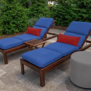 Indoor/Outdoor Sunbrella Chaise Lounge Cushions ONLY (Set of 2), True Blue  #HA221 (2 BOXES) Free Shipping With Credit Card
