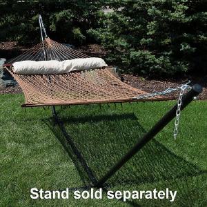 Sunnydaze 2 Person Polyester Rope Hammock with Spreader Bars and Pillow, Brown, 400 Pound Capacity CYB927 Buy Cheap Excellent