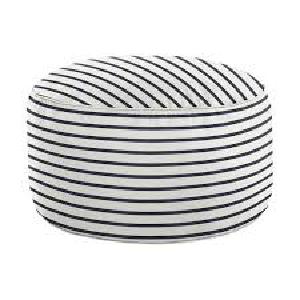Sunbrella Lido Indigo Stripe Round Outdoor Bean Pouf Cheap 100% Authentic