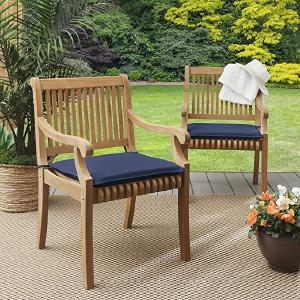Sunbrella Indoor/Outdoor Cushion Corded Chair Pad Set, 2 Count (Pack of 1), Navy Free Shipping Low Shipping