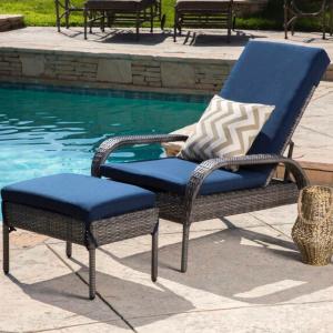 Lisette Patio Chair with Cushion and Ottoman Marketable Sale Online