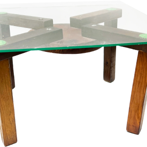 60s Collapsible Mini Wood And Glass Display Table Outlet Genuine