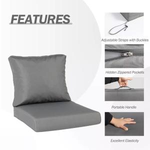 Outdoor Chair Cushions Set of 2, Outdoor Deep Seat Cushions with Handle & Adjustable Straps Cheap Sale 2025 Unisex