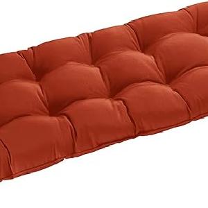 Outdoor Bench Cushion for Patio Furniture, Waterproof Tufted Overstuffed Porch Swing Cushions, Memory Foam Outdoor Loveseat Cushions, Orange, Set of 1 Outlet New