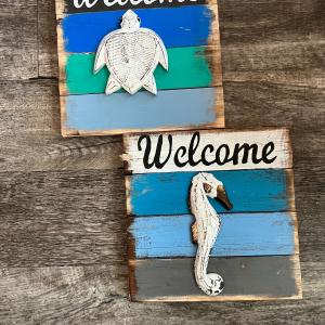 Beach Themed Welcome Sign- Seahorse or Turtle 2025 New