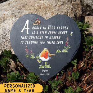 A Robin In The Garden - Personalized Garden Stone For Sale Online