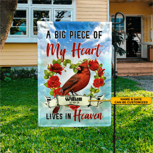 A Big Piece Of My Heart Live In Heaven Personalized Name Outdoor Garden Flag Cheap Extremely