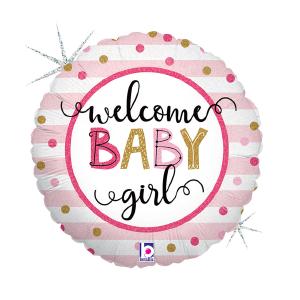 18" RND Welcome Baby Girl Stripes Cheap Sale 100% Original