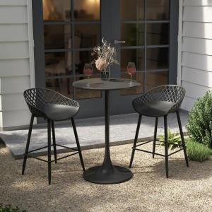 Kurv Tulip Bistro Table, Counter Height, Weather Resistant, Indoor/Outdoor - Black 2025 New Sale Online