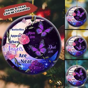 Butterflies Appear When Angels Are Near Memorial Personalized Circle Ceramic Ornament Outlet Shop