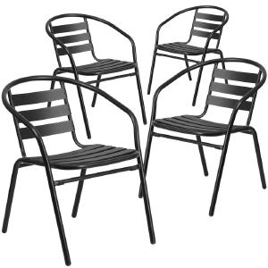Black Corrales Stacking Patio Dining Chair (Set of 4) SHB443 Discount For Nice