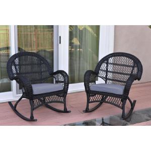 Black Berchmans Wicker Rocker Chair with Cushions (Set of 2) LX4719 Buy Cheap Low Shipping Fee