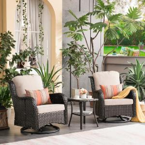 Patio Furniture Set 3-Piece with Swivel Chairs and Side Table Clearance Manchester