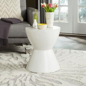 Athena Round Stone Indoor/Outdoor Accent Table, Ivory *AS IS* (#K2582) Outlet For You